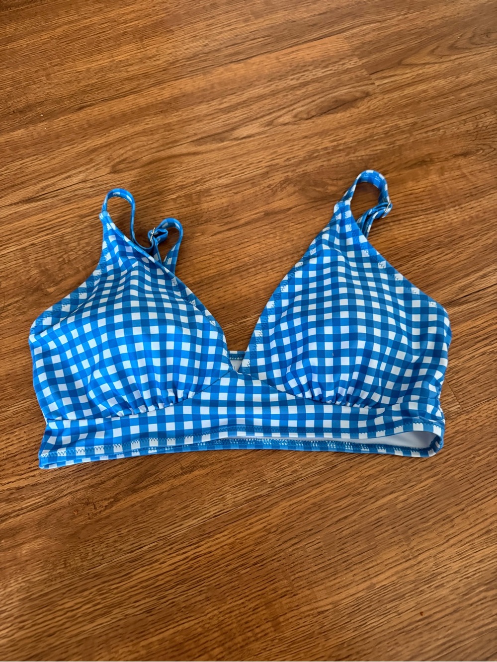 Blue Gingham Triangle Swim Top - Women